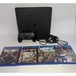 Sony PlayStation 4 Slim 500GB Console Bundle ~ Black Ops2, GTA5, Farcry 5, Crew